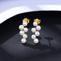 925 Silver Pearl Earrings Women&#39;s Simple Fashion Sleeping Free Earrings - £9.78 GBP