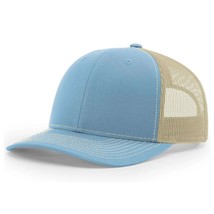 RICHARDSON 112 Trucker Hat Snapback Adjustable Cap One Size Columbia Blue Khaki - $11.64