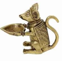 Handmade Brass Mouse Oil Wicks Ghee Lamp Gold - £16.34 GBP