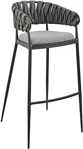 Benjara Viji 26 Inch Counter Stool Chair, Faux Leather Fabric Back, Iron... - $908.99