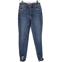 Kancan Jeans 9/28 Womens Mid Rise Skinny Leg Distressed Raw Hem Medium Wash - £19.99 GBP