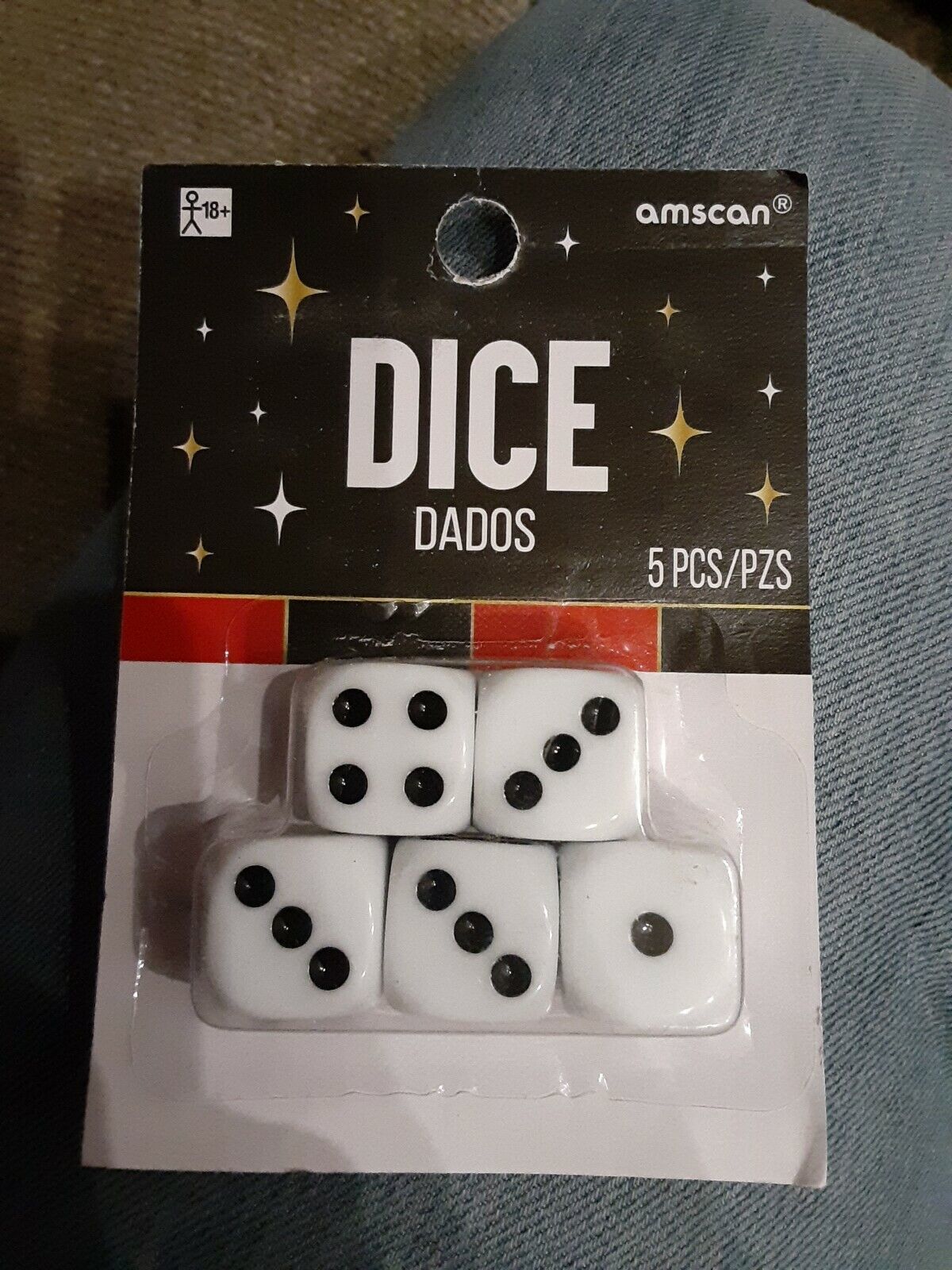 Amscan-Casino Dice 5/Pkg-new in package. - $5.45