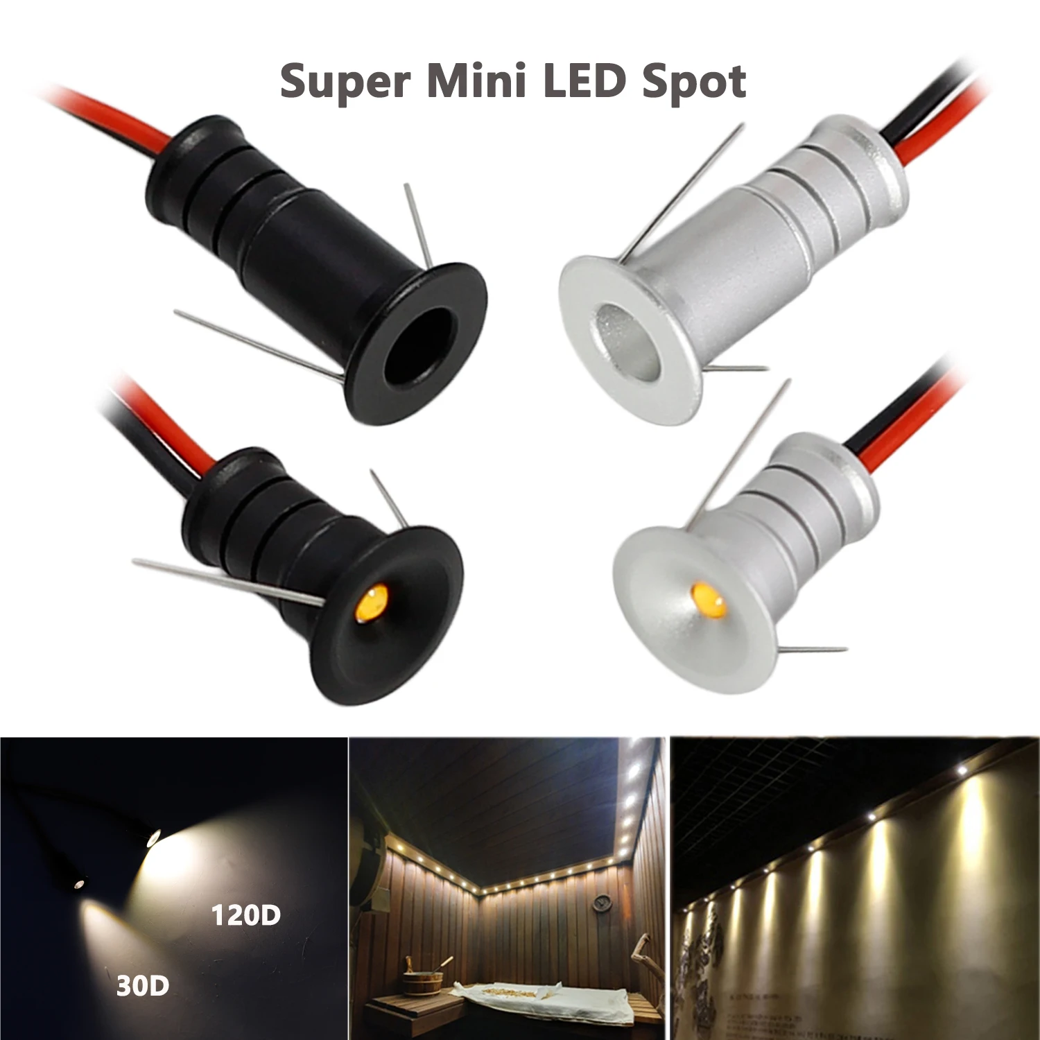 Mini Led Spot Light 0.5W Dimmable Spotlight DC12V Ceiling Downlight 10mm Cut Out - £128.19 GBP