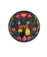 Vintage Toleware Metal Tin Plate Platter Colorful Folk Art Couple Floral... - $23.38