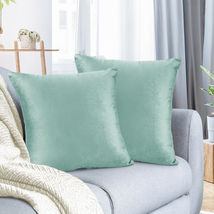 Mint 18&quot;x18&quot; Throw Pillow Covers Set 2 Sofa Velvet Cushion Cases - £21.26 GBP