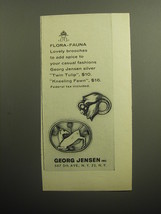 1958 Georg Jensen Jewelry Ad - Flora-Fauna - $18.49