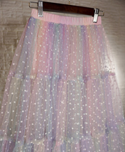 Pastel Color Layered Tulle Skirt Women Custom Plus Size Rainbow Tulle Midi Skirt image 12