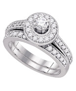 14k White Gold Round Diamond Bridal Wedding Engagement Ring Band Set 1.0... - £1,118.29 GBP