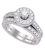 14k White Gold Round Diamond Bridal Wedding Engagement Ring Band Set 1.0... - €1.215,25 EUR