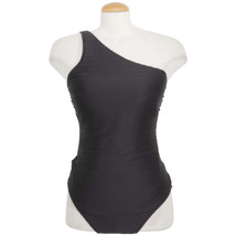 RALPH LAUREN Black Ottoman Shimmer Stripe One Shoulder Swimsuit 14 - £46.92 GBP