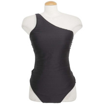 RALPH LAUREN Black Ottoman Shimmer Stripe One Shoulder Swimsuit 14 - $59.99