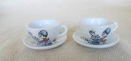 Vintage set of 2 children&#39;s porcelain teacups ft. little girl with doll carriage - £11.85 GBP