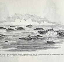 1970 Maine First Ship Built New England Print Vintage Pynnace Virginia S... - $12.00