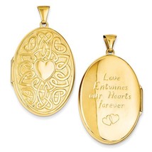 14K Yellow Gold Celtic Heart Oval Locket - £455.13 GBP