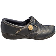 Clarks Bendable Clog Shoes Women&#39;s Size 6.5 Navy Leather Comfort Slip On - $438.79 MXN