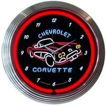 Corvette C1 Chevrolet Car Dealer Mancave Car Garage Neon Sign Neon Clock... - £67.38 GBP