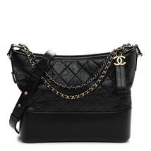 Chanel Aged Calfskin Quilted Medium Gabrielle Hobo Black - £3,406.18 GBP