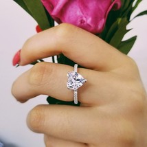 Real 925 Sterling Silver Ring Finger Heart Shape Promise Fashion Ring For Girl L - £8.76 GBP
