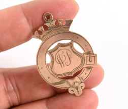 Victorian 9K 9 CT Rose Gold Fob Pendant Buckle  Foster &amp; Bailey Initial WJ C1880 - $199.99