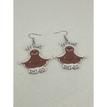 Sloth Meditating Hoop Earrings &quot;Let That S**t Go&quot; Cute Funny Acrylic  - $11.30