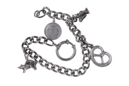 Antique German 835 Silver Watch Fob with Coin and charms - $379.42