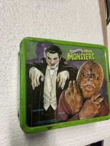 UNIVERSAL MOVIE MONSTERS Metal Embossed Lunchbox 1979 NO THERMOS Vintage - $3,376.67 MXN