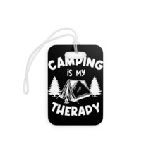 Personalized Double-Sided Round Luggage Tag Camping is My Therapy - £18.04 GBP
