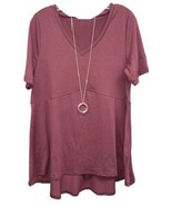 NWT LuLaRoe Medium Solid Deep Maroon Cranberry Jana Empire Waist Swing Top - $33.65