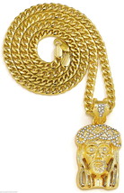 Jesus Necklace New Small Rhinesrone Pendant 24 Inch 4mm Wide Cuban Link Chain - £12.97 GBP