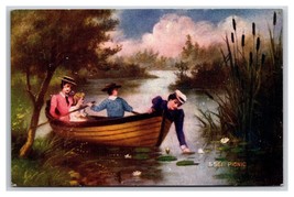 Women In Canoe Victorian Picnic Scene Water Lilies UNP Unuseed DB Postcard W21 - £3.12 GBP
