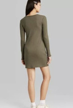 NWOT Women&#39;s Wild Fable Olive Green Ribbed Embroidered Bodycon Dress Sz ... - $10.88