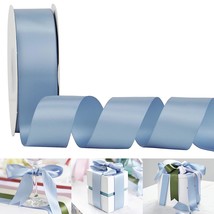 Dusty Blue Ribbon 1-1/2 Inch Double Face Satin Ribbon Silk Ribbon 50 Yar... - £23.16 GBP