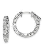 Sterling Shimmer Silver  32 Stone 2.0mm CZ In and Out Round Hinged Hoop ... - $209.95 CAD