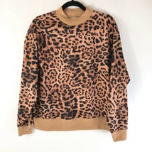 BP Womens Sweatshirt Pullover Long Sleeve Leopard Print Crew Neck Brown Size S - $24.08