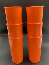 Set/6 Vintage Tupperware Cups Tumblers #117 Orange 6 Oz, 4-1/4&quot; Tall, 2-1/4&quot; Rim - £15.24 GBP