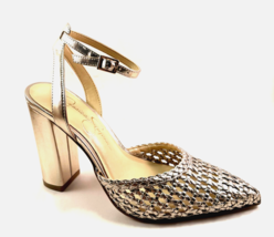 Jessica Simpson Nariro Champagne Woven Pointed Toe Ankle Strap Pumps - $99.00