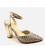 Jessica Simpson Nariro Champagne Woven Pointed Toe Ankle Strap Pumps - $99.00
