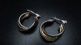 Vintage Sterling Silver Gold Tone Earrings 3/4&quot; - $34.65