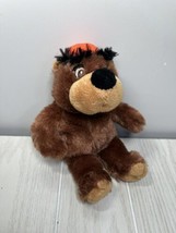 RBI Ron Banafato Inc brown plush teddy bear orange backwards baseball cap hat - £5.30 GBP