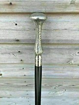 Walking Handle Stick Cane Victorian Brass Wooden Style Vintage Antique Head - $25.44
