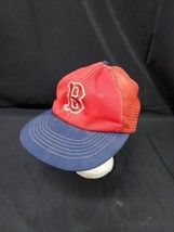 1970s 80s Boston Red Sox Basebal Hat Mesh Snapback Cap MLB Red Blue  - £14.78 GBP