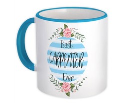 Best CARPENTER Ever : Gift Mug Christmas Cute Birthday Stripes Blue - £12.62 GBP