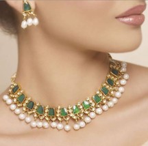 VeroniQ Trends-Elegant Rajputi Handmade Pachi Kundan Necklace with Pearls  - £99.91 GBP