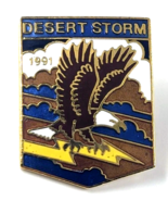 Desert Storm 1991 Pin Rockwell International Salute to Heroes Eagle Shie... - €12,86 EUR