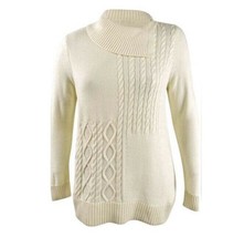 Charter Club Womens M Ivory Patchwork Stitch Asymmetrical Collar Sweater NWT - £19.21 GBP