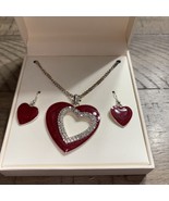 Kim Rogers Heart Earrings And Necklace Set NIB Box Has Damage - $33.95 CAD