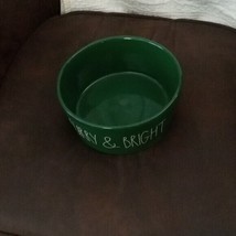 Rae Dunn Large Size Green Furry &amp; Bright Dog Bowl - £11.38 GBP