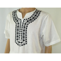 Men 2pc Stacy Adams leisure suit Linen Cotton With Embroidery 3668 white black image 4