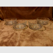 Vintage Set of (4) French Arcoroc 5&quot; Dessert Bowls-Glass Starburst Design - £15.82 GBP