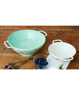 Pioneer Woman Garden Party Kitchen Colanders 2-Pc Floral Plastic White G... - $458.58 MXN